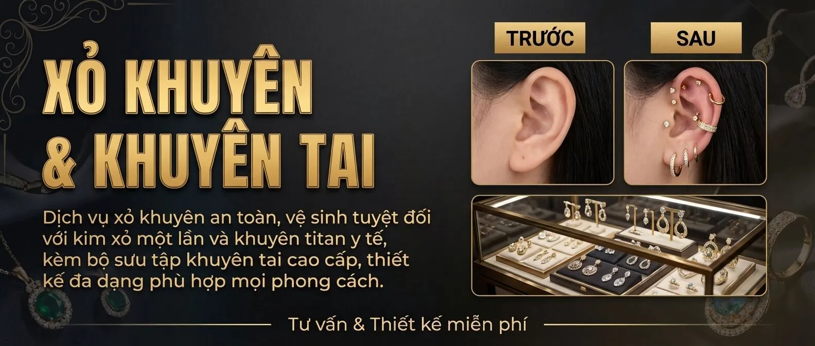 Bộ Sưu Tập Khuyên Titan F136 Đính Đá